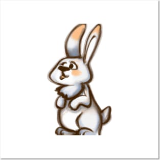 Cute Rabbit Drawing Posters and Art